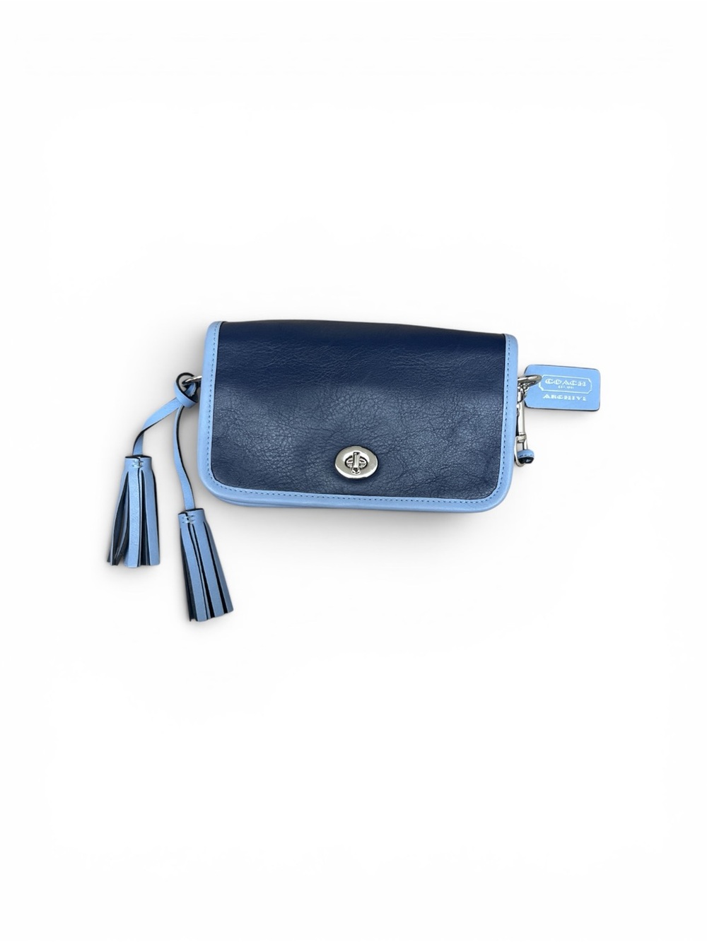 Coach Archive Navy and Light Blue Leather Purse
